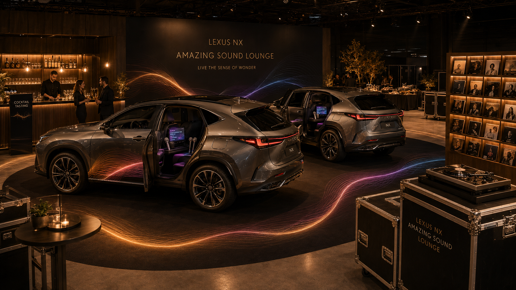 Visuel du concept Lexus NX Amazing Sound Lounge pour une expérience en concession, proposition non déployée